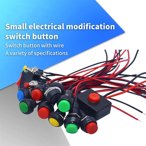 Interruttore a pulsante da 12mm impermeabile piccolo circuito auto filo altoparlante elettrico mini barca forma rotonda linea PBS-11B PBS-33b - Product Image 1
