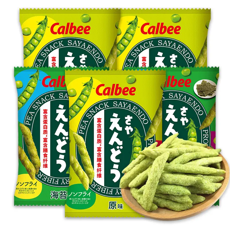 Toptan Calbees bezelye cips/bezelye çıtır pirinç çubukları ve yosun orijinal lezzet 70g