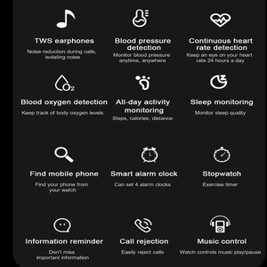 2 in 1 Smart Watch with Bluetooth Earbuds Earphones Led Display Phone 2-in-1 1.32 Inch Round Fitness Smartwatch for IOS <strong>Android</strong> - Product Image 2