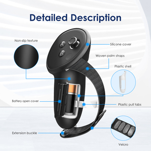 Controller Grips Cover for Meta/Oculus <strong>Quest</strong> 3S/<strong>Quest</strong> 3 Accessories with Battery Opening Cover and Knuckle Straps Protector - Product Image 3