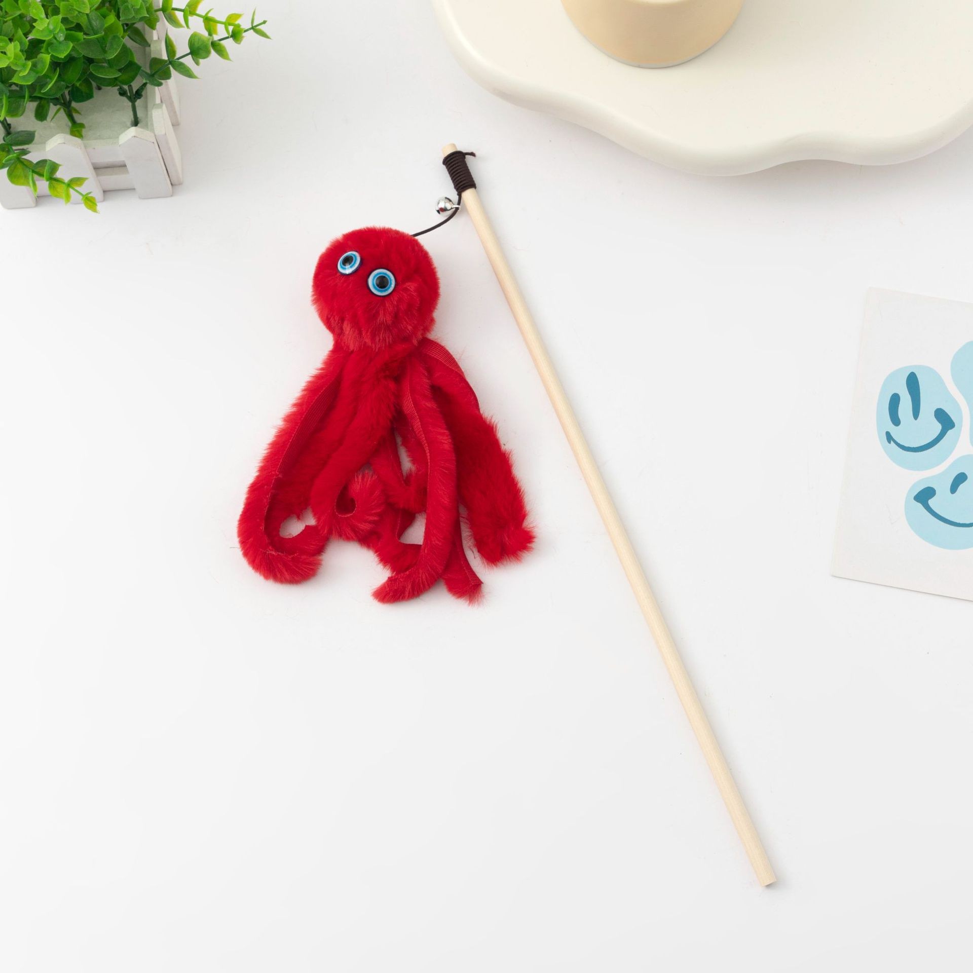Red octopus cat tease stick