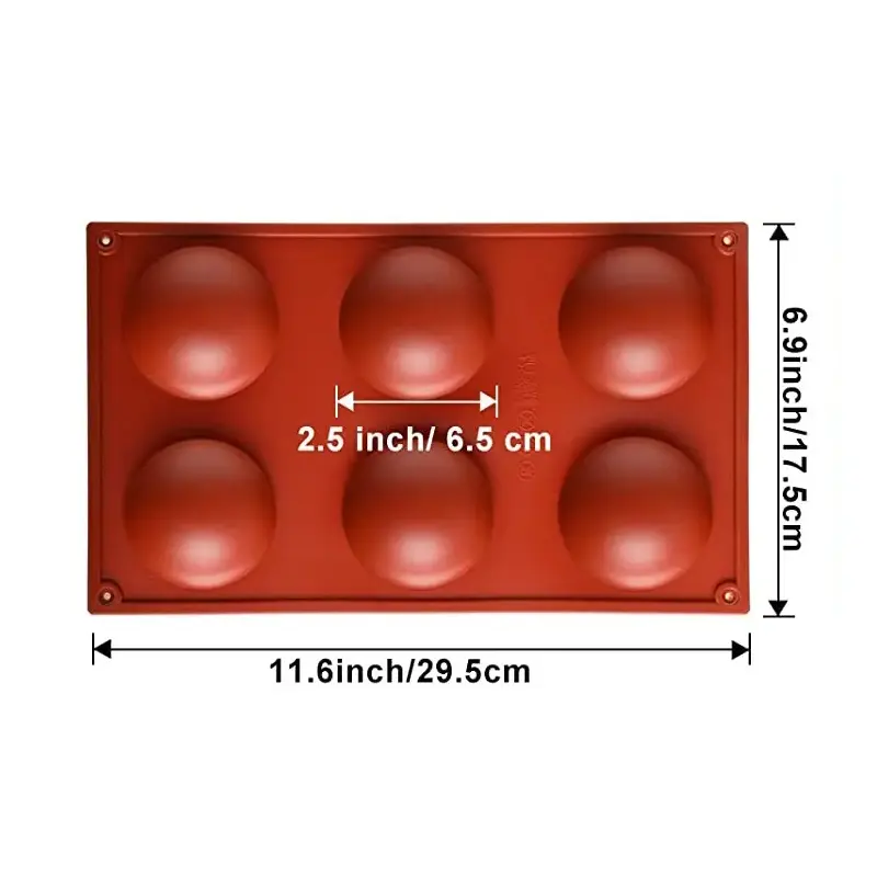 High Quality 6 Cell Mould Sweet Pancake Diy Semi Sphere Shaped Ice Ball Tray Half Ball Sphere Molds