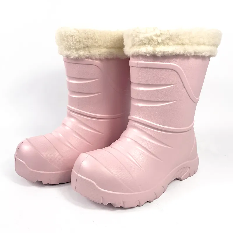 Inoe-bottes de neige pour filles, chaussures d'extérieur imperméables, chaudes, en fourrure, couleur unie, EVA, pour l'hiver