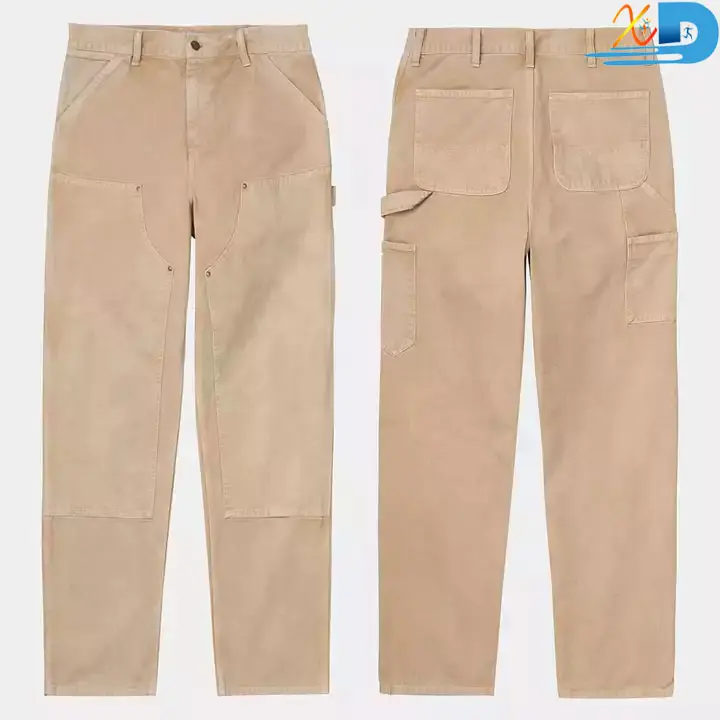 Mens Carpenter Denim Painter Pant Khaki Double Knee Custom Pants Trending Cargo Jeans for Men Cargo Jogger Pants Casual Knitted