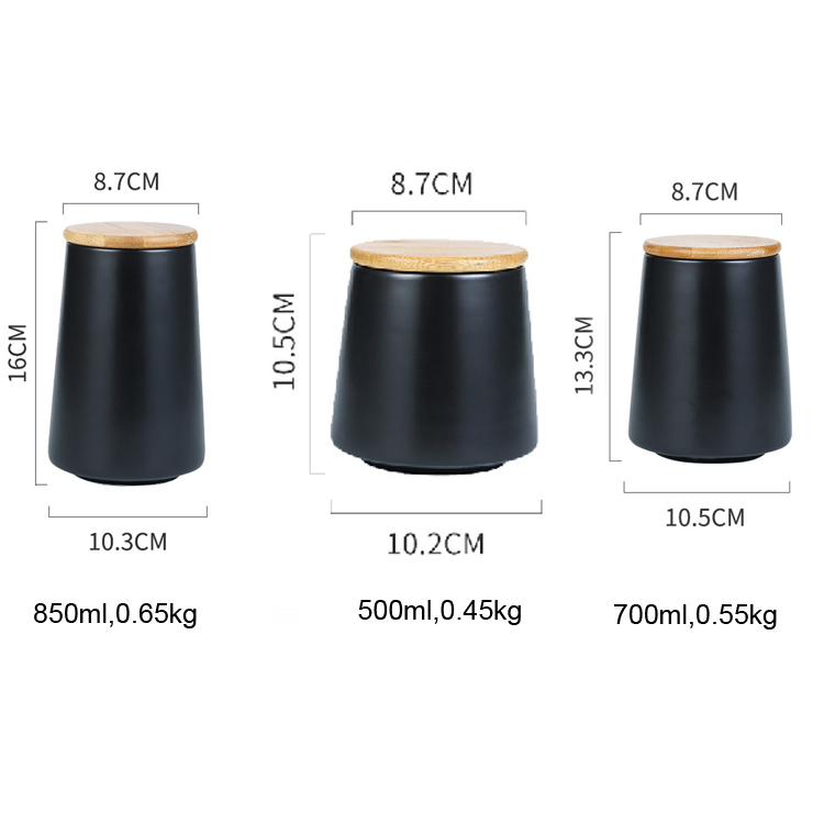 Nordic Minimalist Kitchen Sealed Ceramic Tank Container With Wood Lid Salt Storage Bottle Storage Spices Jar