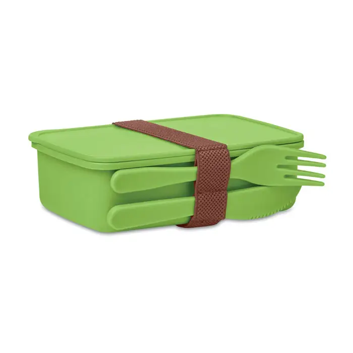 Eco-Vriendelijke 700Ml Compartimenten Herbruikbare Pp Tarwestro Voedselcontainer Bento Lunchbox Met Mes Vork
