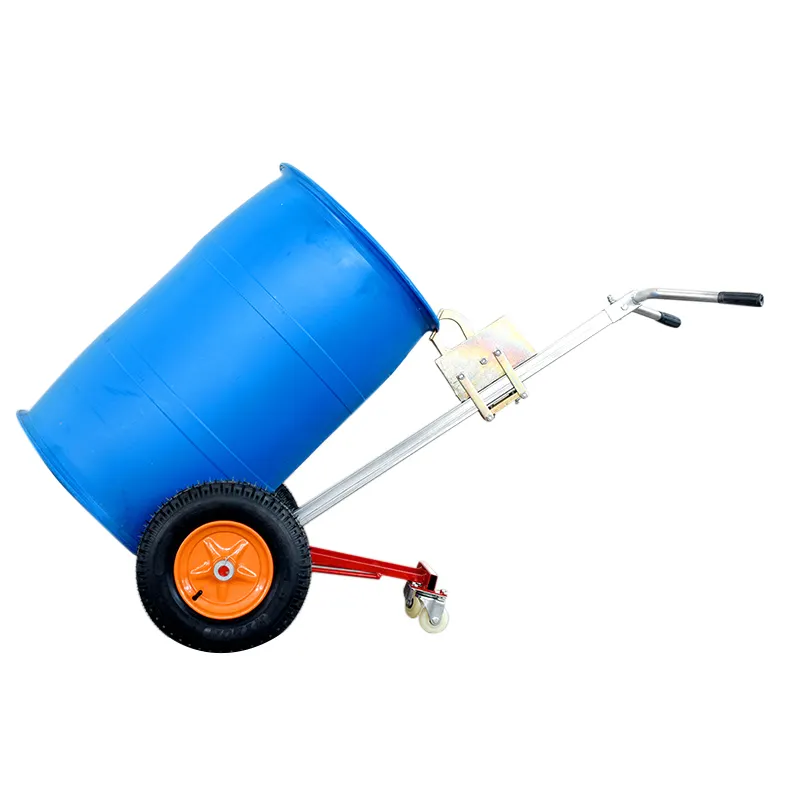 Remolque contenedor de tambor de plástico de acero Manual pequeño, camión de cubo de 450kg, Mini máquina de manipulación, carro de bomba de tambor de aceite