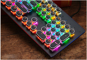 Teclado mecánico para videojuegos, retroiluminado, Retro, punk, redondo, con cable USB, con eje reemplazable