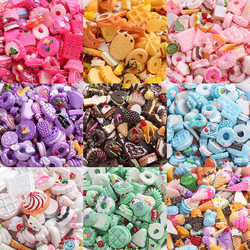 New Resin Crafts Mixed Designs Flat Back Resin Charms Food Play Resin Charms For Decoration