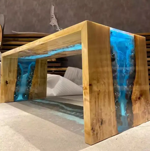 Morden Sang Trọng Phòng Ăn Bảng Tự Nhiên Bền Vững Gỗ Óc Chó Với Nhựa Epoxy Nghệ Thuật Sông Thiết Kế Cho Nhà Khách Sạn Đồ Nội Thất - Product Image 2