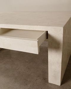 SHIHUI <strong>Customized</strong> Home Office <strong>Desks</strong> Marble <strong>Computer</strong> Table Rectangular Office <strong>Desk</strong> with Drawers Beige Marble <strong>Desk</strong> - Product Image 3