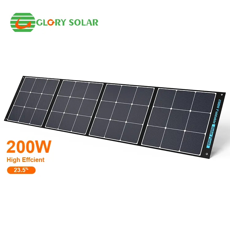 Panel surya PV lipat portabel berkemah, luar ruangan tahan air 100w 200W lipat silikon monokristalin