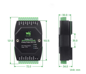 Industrial grade 8-channel analog output <strong>module</strong> RS485 bus 7-36V wide voltage <strong>Modbus</strong> RTU