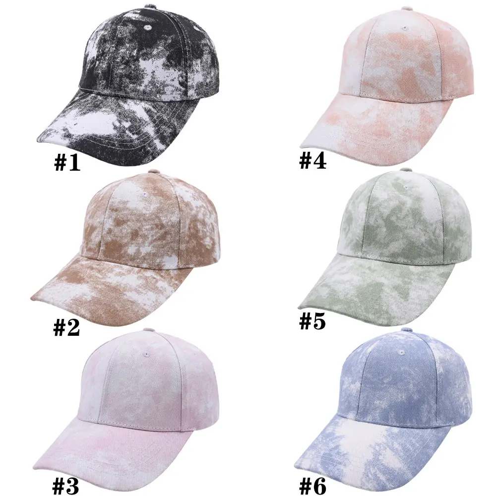 DDA2333 Custom Men Printed Snapback Sport Caps Adjustable Cotton Washed Trucker Dad Hat Women Colorful Tie Dye Baseball Caps