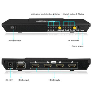 HDMI 4 × 1 Quad Multiviewer 1080P 4 Port HDMI SwitchとRemoteとQuad Screen View Function - Product Image 5