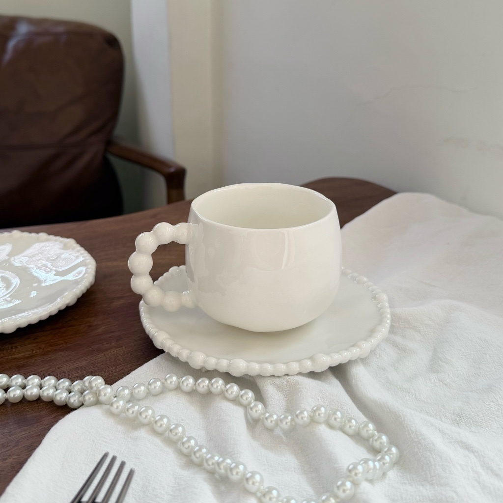White 300ml cup and dish