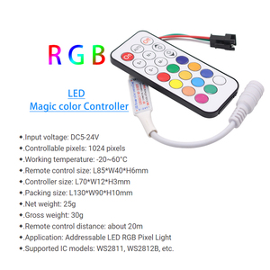 RF беспроводной мини-контроллер Dream Color 1024 Pixel DC 5-24V 6A светодиодный SPI TTL-сигнал Диммер с 21-клавишным пультом дистанционного управления для ламп - Product Image 2