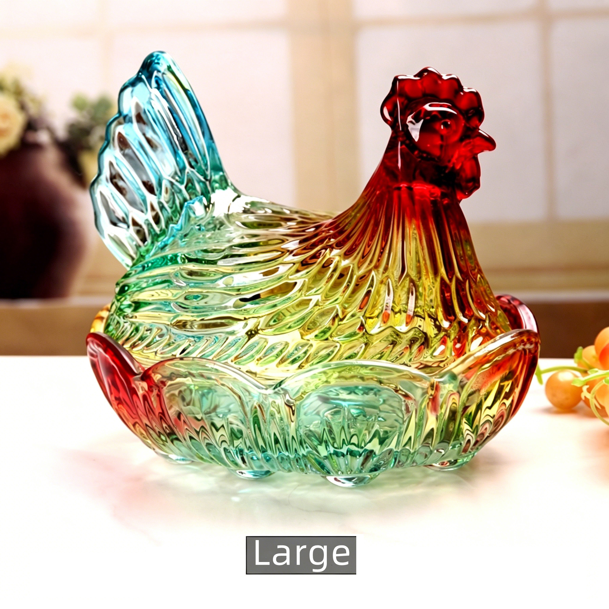 Large rooster-Rainbow Glazed Color