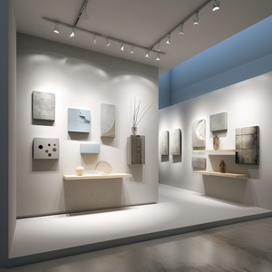 AI Concept <strong>3D</strong> <strong>Rendering</strong> Service for Modern Cultural Creative Exhibition Hall Design Blue White Color Gentle Texture - Product Image 2