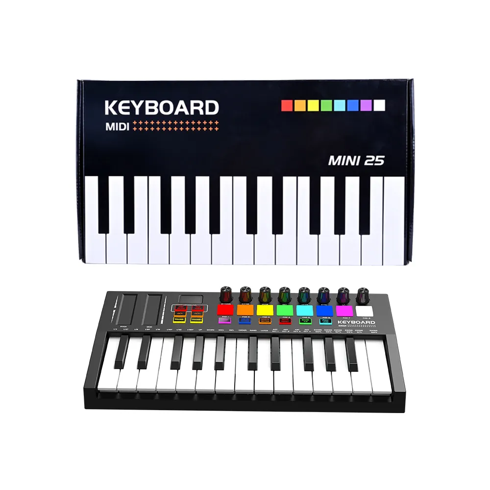 Midi-синтезатор, музыкальное пианино, Портативное аудио, 25 ключей, USB, электрический орган, MIDI-клавиатура, контроллер, красочный контроллер, клавиатура