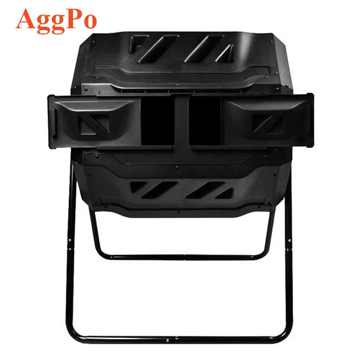 Plastic 160L Outdoor Composter Bucket, Air Circulation Garden Rotating-Dual Compartment Compost Tumbler Bin