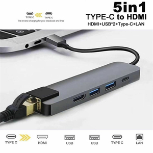 5 in 1 USB <strong>Type</strong> C Hub Hdmi 4K <strong>TYPE</strong>-C Hub to 100M Gigabit Ethernet <strong>Network</strong> Card Rj45 Lan Adapter for Macbook Pro samsung huawei - Product Image 3