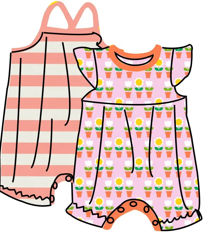 newborn baby cotton clothes 0-3 years baby clothes one piece romper two pcs together smocked summer toddler clothes