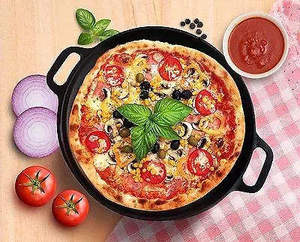 Cast Iron Non Stick Pizza Pancake Pan Baking Pan Iron Pizza Pan <strong>Skillet</strong> for Cooking - Product Image 6