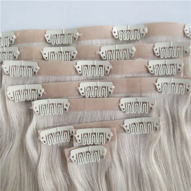 Extensiones de cabello humano Remy 100% ruso, Clip Invisible sin costuras, extensión de cabello humano virgen