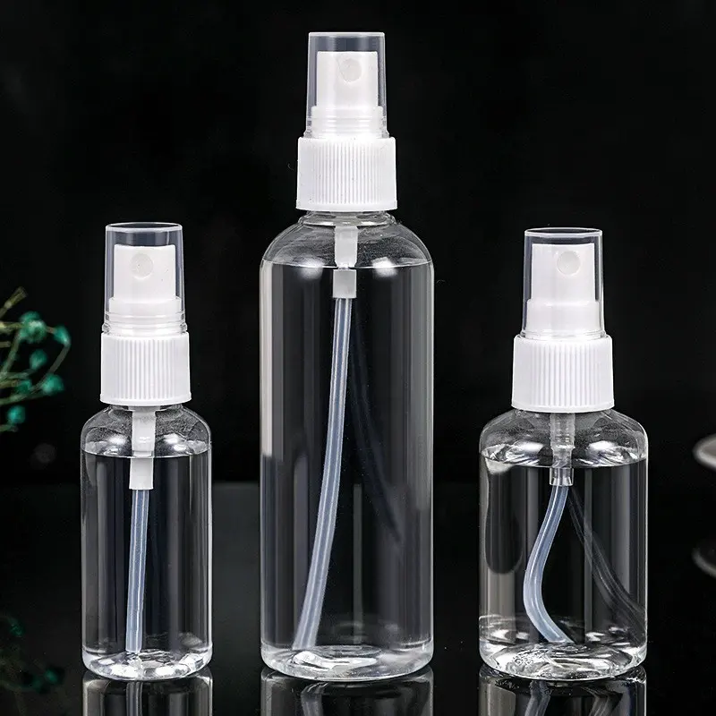 Petits récipients de parfum liquide rechargeables en gros, transparents, brume Fine, en plastique PET, Mini bouteilles de pulvérisation de voyage