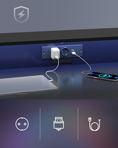 VASAGLE-Mesa RGB con superficie de fibra para juegos, escritorio con ganchos, mesa de juegos con tira de alimentación integrada - Product Image 6