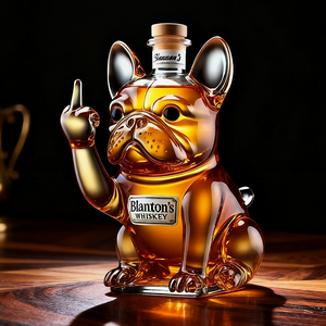 Tùy Chỉnh Chai Rượu Vang 300Ml Vui Bulldog Whiskey Chai Thủy Tinh Rượu Vang Chai Decanter - Product Image 1