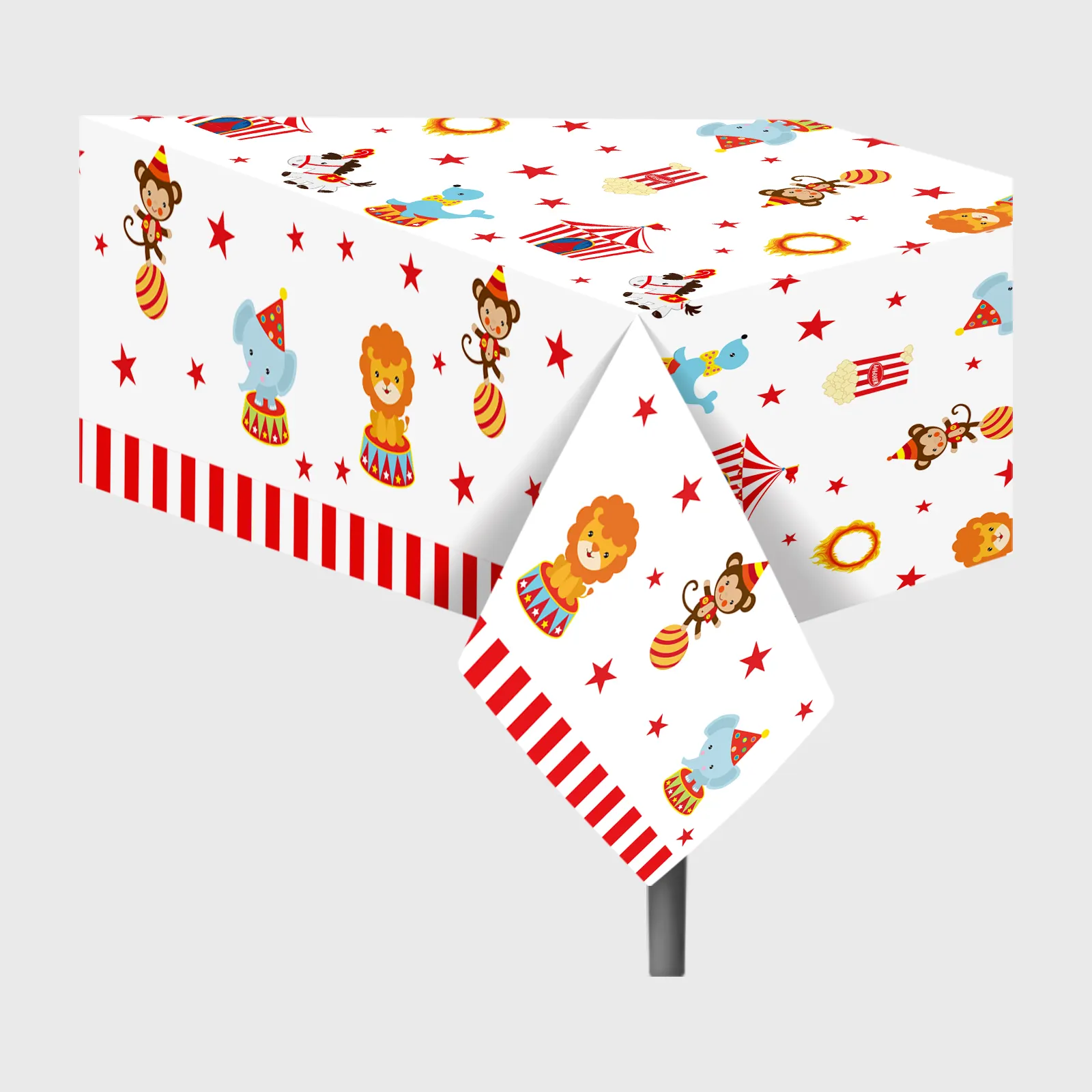 ZB133 Desenho de circo PE Capa de mesa para festas de plástico 130x220cm Roupas de mesa para decoração de festas de carnaval