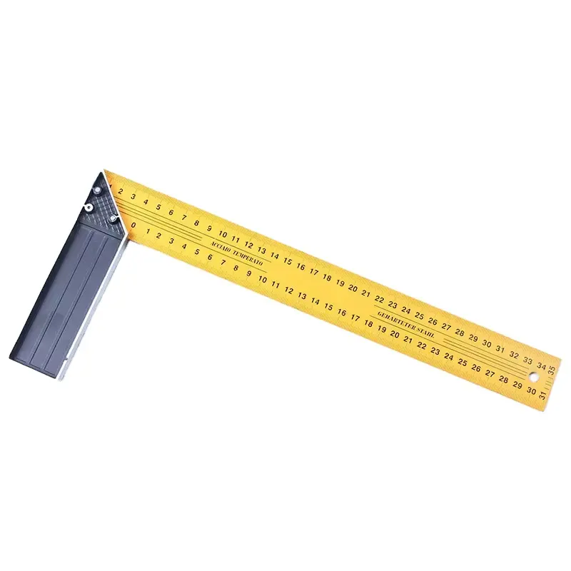 Régua métrica de carpinteiro de 12 "e 300mm, escala triangular, régua amarela, quadrada, ferramentas manuais de medição de 90 graus, aço de liga de alumínio