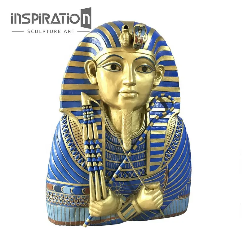 INInspiration Personalizado Rey Egipcio Tutankamón Sarcófago Máscara Escultura de Pared, Faux Gold