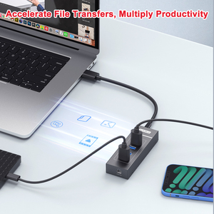 Çok cihazlı kurulum için eşzamanlı şarj ve veri Hub, 5Gbps Metal USB Splitter - Product Image 3