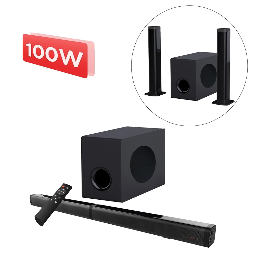 Samtronic הטלוויזיה Soundbar קולנוע קולנוע ביתי מהדורת 100W אלחוטי תואם 5.0 AUX אופטי Soundbar עם סאב רמקול