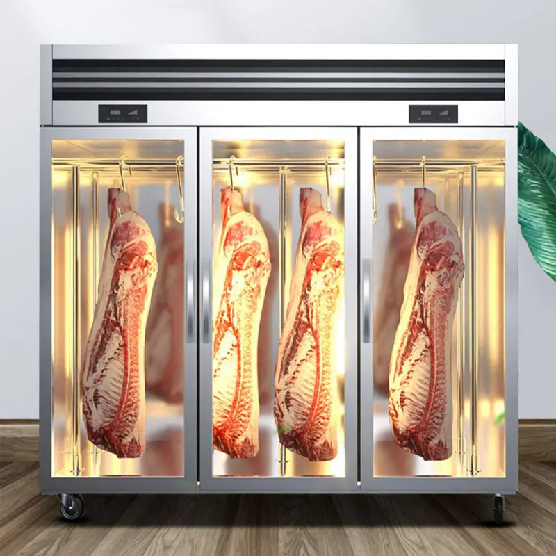 Frigorifero commerciale frigorifero verticale doppio vetro temprato serratura buon effetto freddo armadietto carne fresca