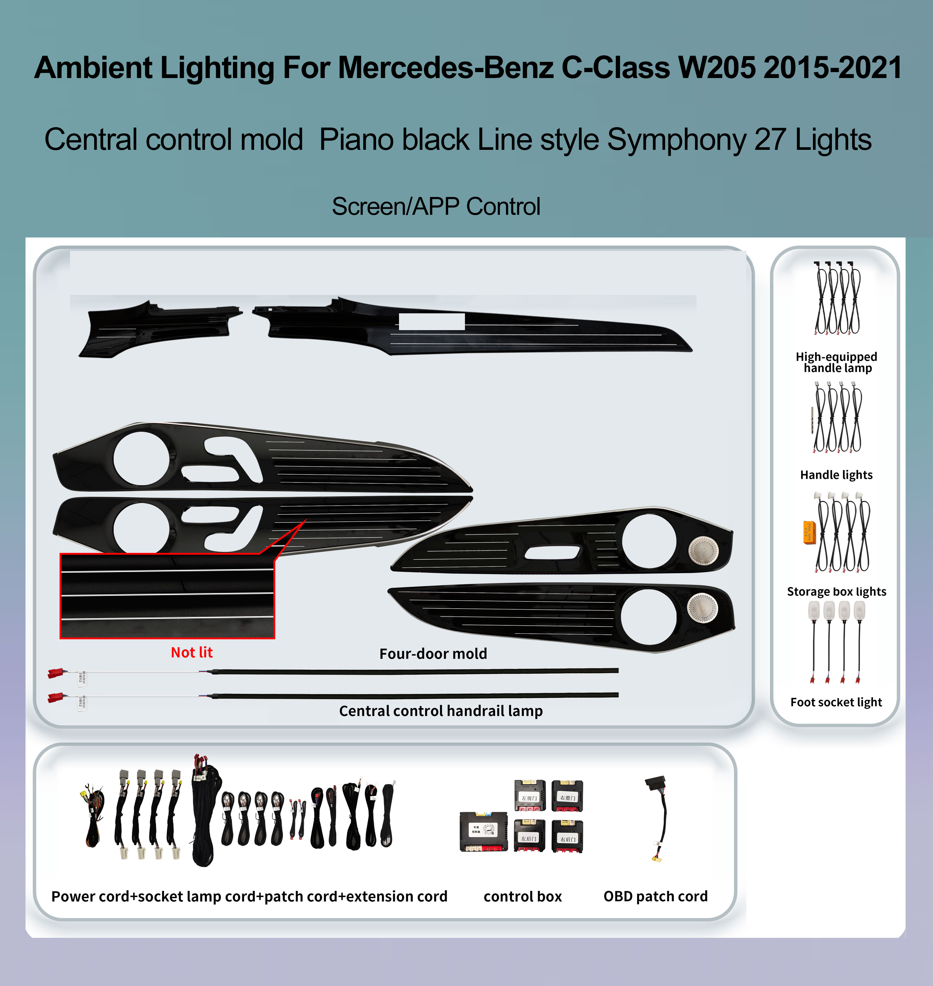 Piano black Line style Symphony 27 Lights