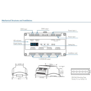 D12 DC5-24V 5A 12CH 8Bit 16Bit RGBW <strong>DMX512</strong> Din Rail DMX 512 <strong>Decoder</strong> Console DMX Controller PWM <strong>Output</strong> for Stage Light - Product Image 4