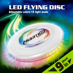 เกมกีฬากลางแจ้งเรืองแสงในที่มืด9นิ้ว USB ชาร์จไฟได้ไฟ LED กระพริบเป็นแผ่นดิสก์บินที่มีสีสันสำหรับสนามหลังบ้าน - Product Image 1