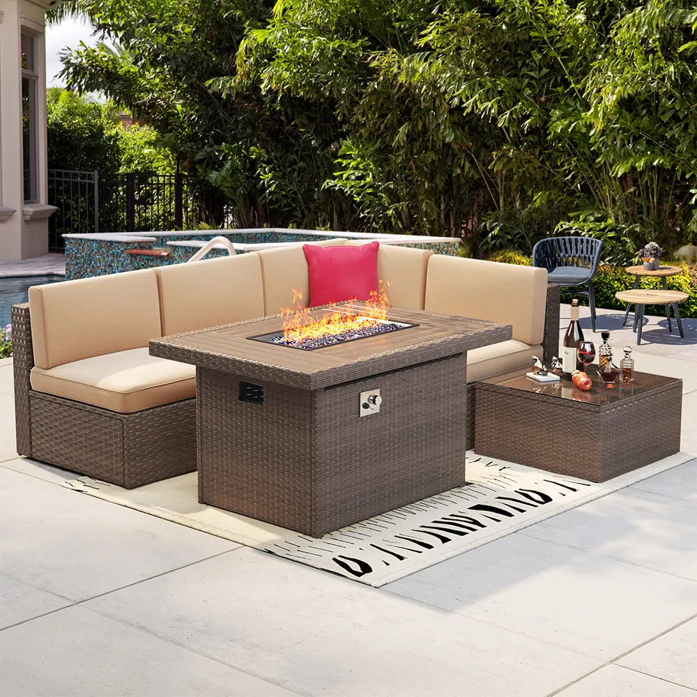 Rattan Patio Muebles de mimbre de jardín Sofá para todo clima al aire libre con diseño moderno precio barato