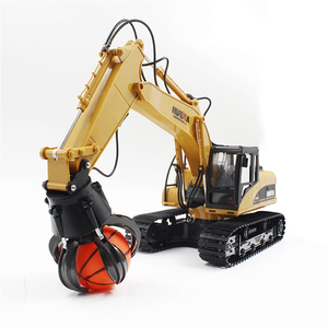 1:14 15CH RC合金グラブボール建設トラック玩具リモコン掘削機アーム回転ライト付き2.4GHz