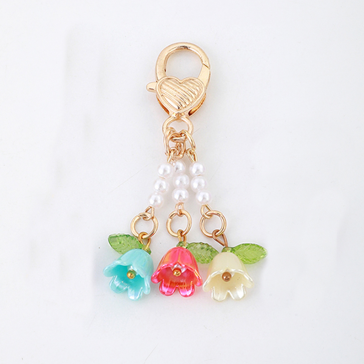 Porte-clés papillon perle fleur en métal * B