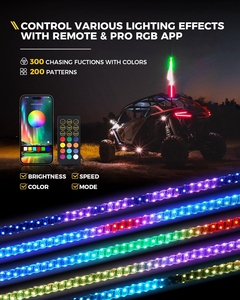 N2 <strong>LED</strong> <strong>RGB</strong> 3ft Whip Light with Bluetooth Controlled,Dancing and Chasing Function for ATV/UTV Motorcycle/Offroad Vehicle - Product Image 5