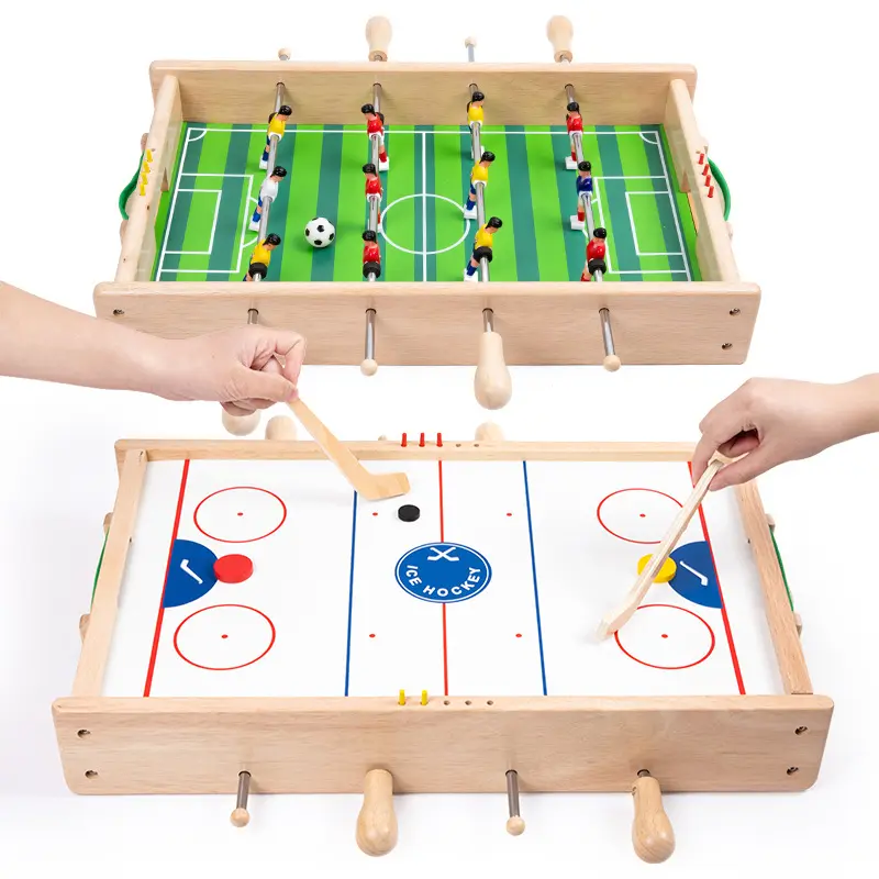 2 In 1 masa Foosball ve hava hokeyi oyunu çocuklar için hediye, seyahat oyunu. Doğum günü hediyesi