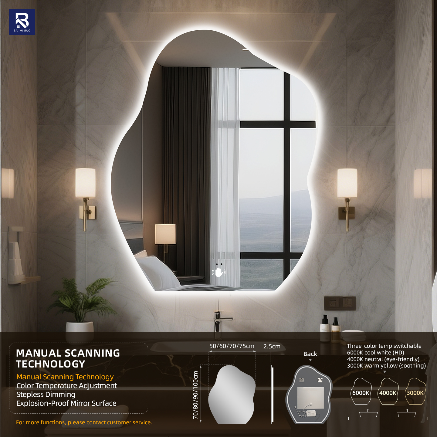 Irregular Cloud-Shaped Mirror