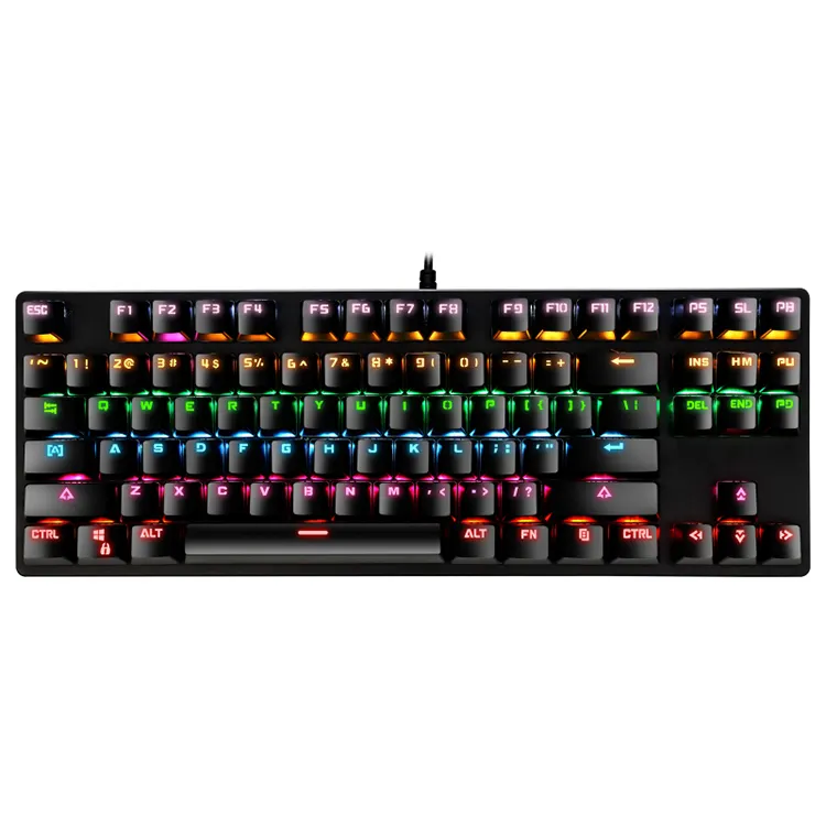 SCHWARZE Tastatur 100% mechanische Tastatur Kompakte RGB-Gaming-Tastatur mit Pudding-Tasten kappen, Pro-Treiber/Software Unterstützt Green AxiS
