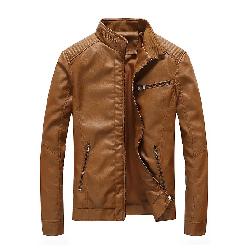 Classic Biker Motorcycle Pu Leather Jacket Blazer Masculino Fashion Mens Leather Coat