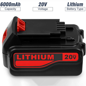 LBXR20 20ボルト最大バッテリー交換用ブラックおよびデッカー20VリチウムバッテリーLB20LBX20 LBXR2020 LBX4020 LB2X4020-OPE - Product Image 4